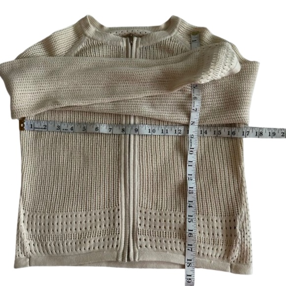 Mossimo Women's S Tan Zip Up Knit Cropped Long Sleeves Crew Neck Sweater Top - Picture 11 of 16